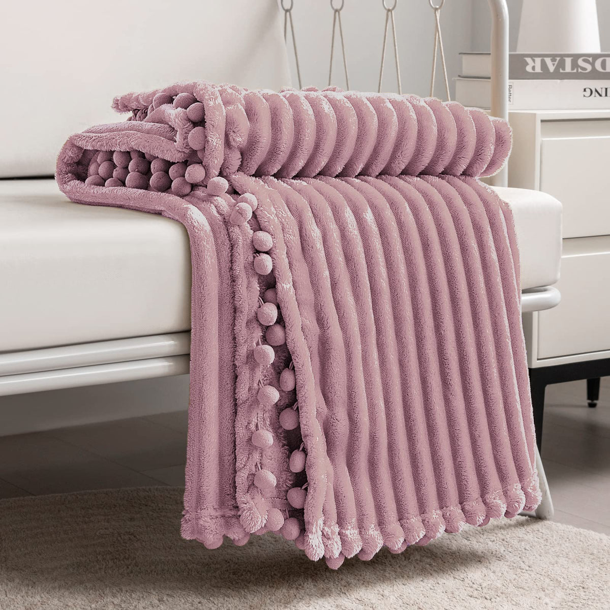 Dissa Fleece Blanket Throw Size - 51X63, Pink - Soft, Plush, Fluffy, Fuzzy, Warm, Cozy - Perfect Throw For Couch, Bed, Sofa - Wi