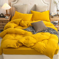 Pure Era Jersey Knit Duvet Cover Set 100% T-Shirt Cotton Super Soft Comfy 3Pc Bedding Set With Zipper Closure (Solid Yellow, Kin