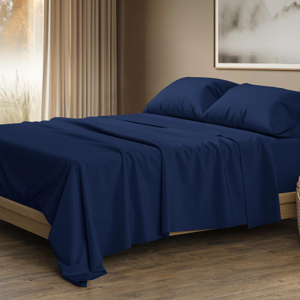 Thread Spread 100% Egyptian Cotton Sheets Queen Size - 1500 Thread Count 4 Pc Queen Sheet Set Egyptian Cotton, Sateen Luxury She