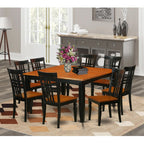 East West Furniture PFLG9-BCH-W 9 Piece Dining Set Includes a Square Dining Room Table with Butterfly Leaf and 8 Kitchen Chairs, 54x54 Inch, Black & Cherry