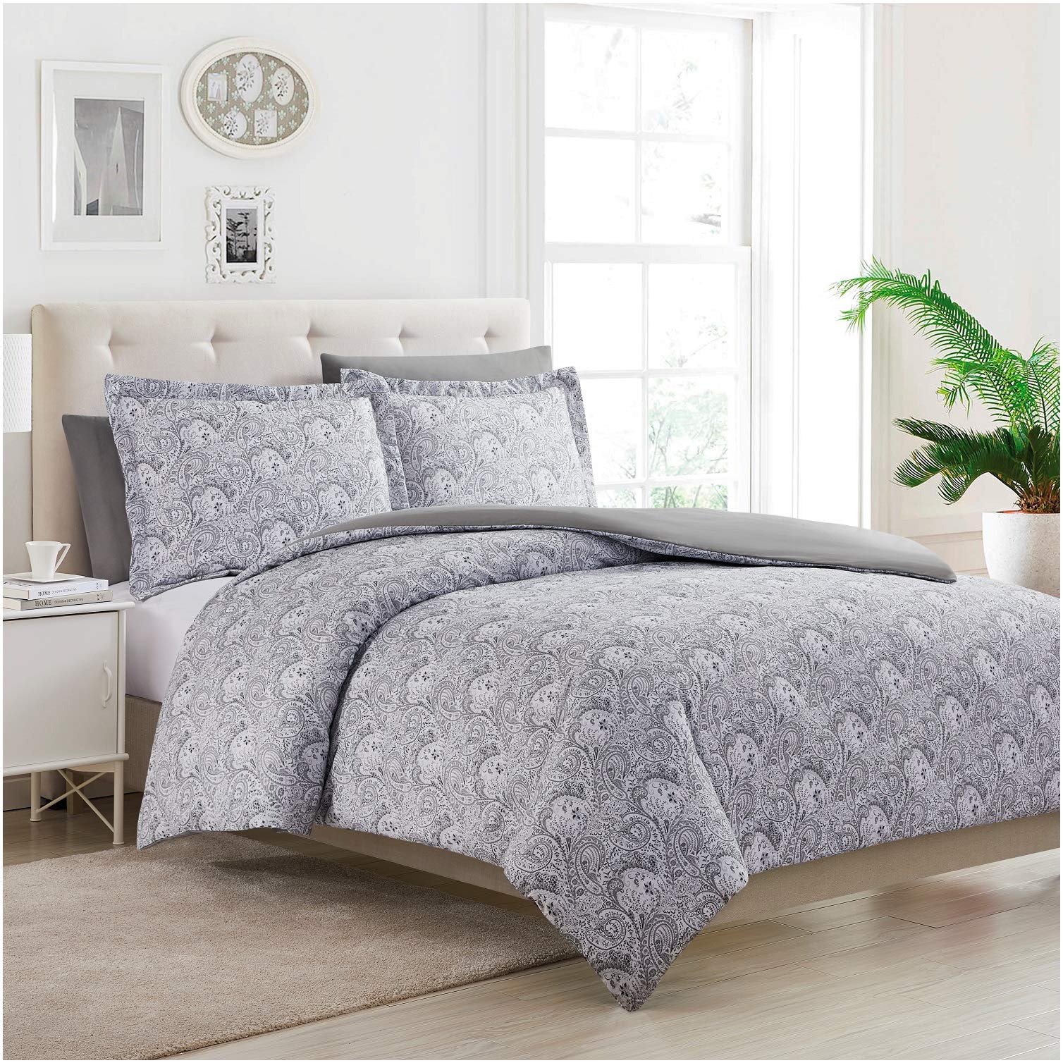 Mellanni Queen Duvet Cover Set - 5 Pc Iconic Collection Bedding Set - Luxury, Extra Soft & Cooling - 1 Comforter Cover, 2 Shams,