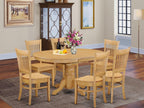 East West Furniture AVVA7-OAK-W Avon 7 Piece Room Furniture Set Consist of an Oval Kitchen Table with Butterfly Leaf and 6 Dining Chairs, Oak