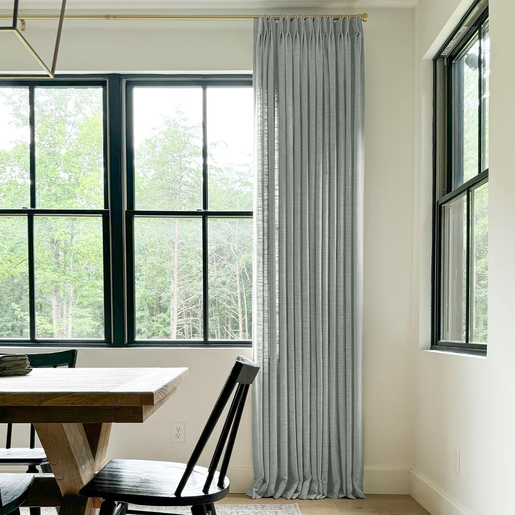 Twopages Linen Pinch Pleated Drape For Apartment, Aqua Room Darkening Light Filtering Double Layer Lined Curtain Window Treatmen