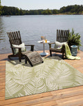 Unique Loom Outdoor Botanical Collection Area Rug - Palm (7 10 Square Green/Ivory)
