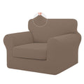 ISSUNTEX 2 Pieces High Stretch Thicken Chair Couch Covers, Soft Sofa Slipcover for 1 Separate Cushion Couch, Jacquard Fabric Ela