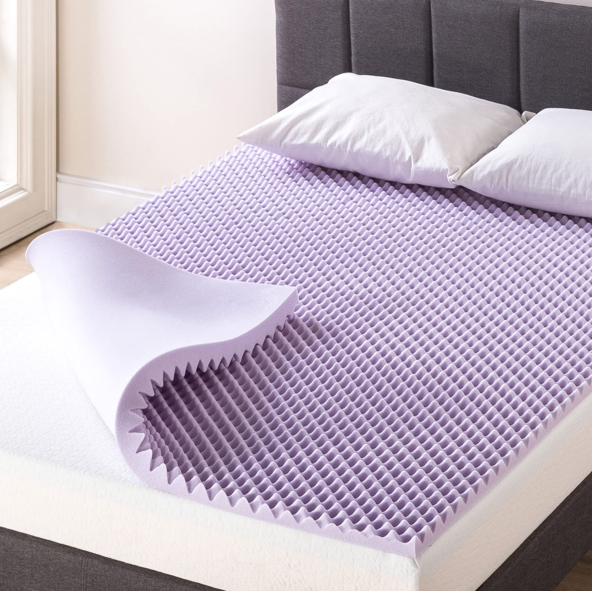 Best Price Mattress 1.5 Inch Egg Crate Memory Foam, Soothing Lavender Infusion, Queen Mattress Topper (Ecmf-Lv1.5Q)