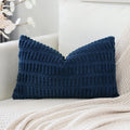 Otostar Corduroy Decorative Throw Pillow Covers 12X20 Inch Super Soft Boho Striped Rectangle Pillow Covers Case Modern Cushion Covers For Sofa Couch Bedroom Car Decor Navy Blue