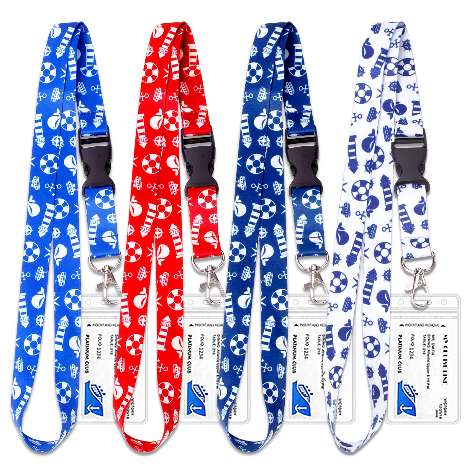 Zytongmao Cruise Lanyard 4 Pack - Waterproof Key Card Holders With Detachable Buckle & Id Badge Holder For Ship Cards, Cruise Es