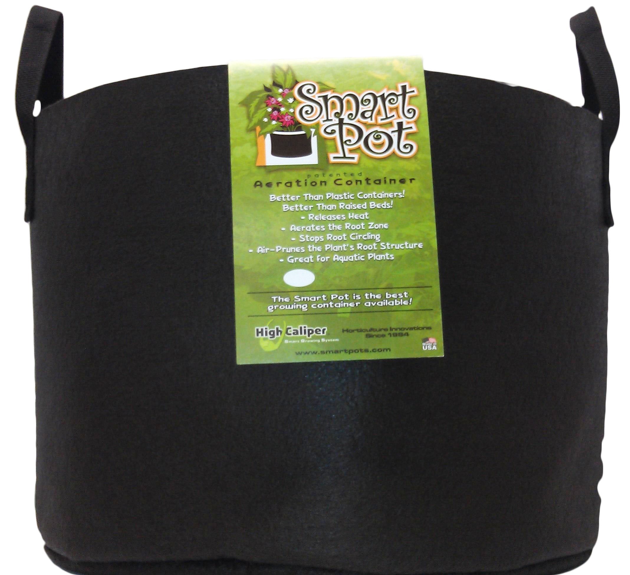 Smart Pots 15-Gallon Smart Pot Soft-Sided Container, Black With Strap Handles