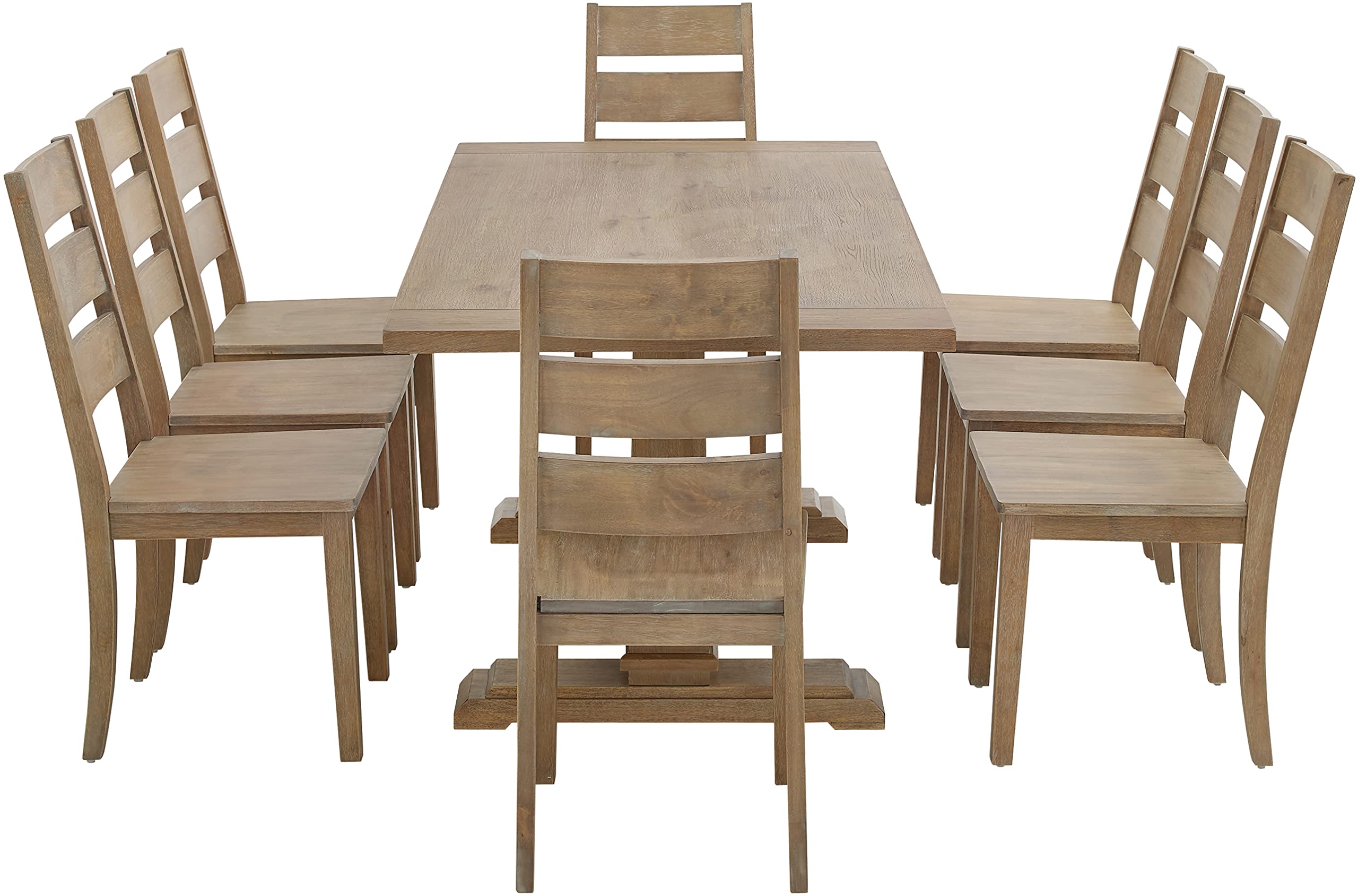 Crosley Furniture Joanna 9-Piece Modern Farmhouse Dining Table Set for 8 with Ladderback Chairs, Rustic Brown