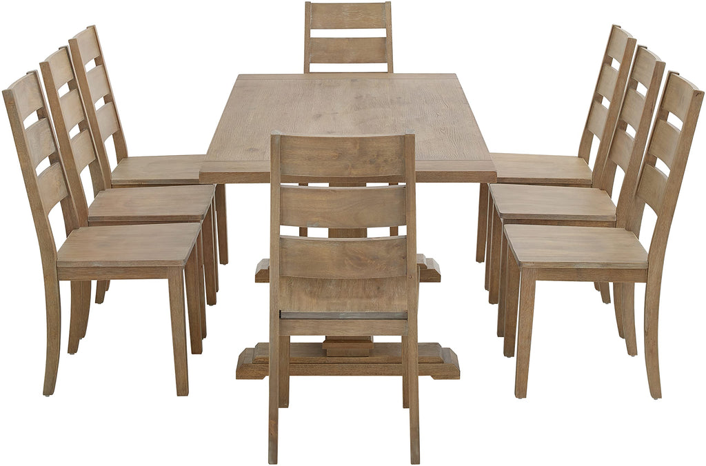 Crosley Furniture Joanna 9-Piece Modern Farmhouse Dining Table Set for 8 with Ladderback Chairs, Rustic Brown