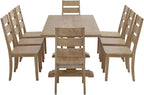 Crosley Furniture Joanna 9-Piece Modern Farmhouse Dining Table Set for 8 with Ladderback Chairs, Rustic Brown