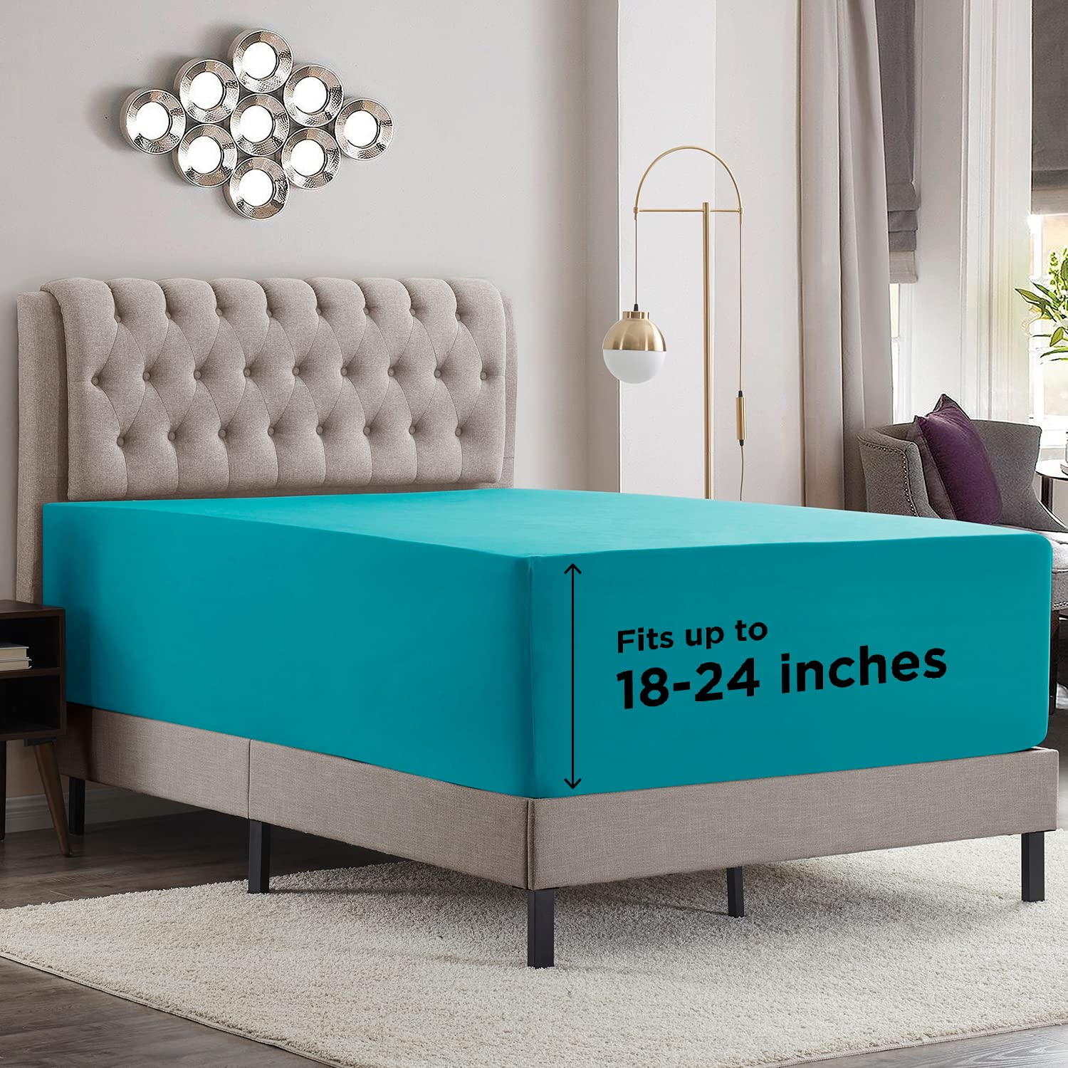 Empyrean Bedding Extra Deep Full Size Fitted Sheet Only Deep Pocket Fits 18 To 24 Inch, Soft Microfiber 110 Gsm Deep Pocket Full