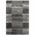 HomeRoots 507875 8 x 11 ft. Geometric Shag Power Loom Stain Resistant Rectangle Area Rug Charcoal Silver & Grey
