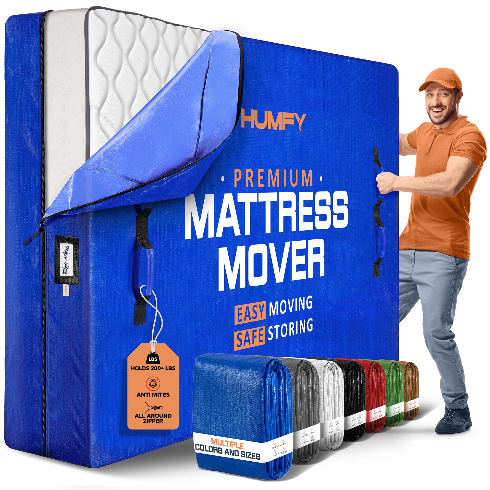 Mattress Bags for Moving with 8 Handles - King Mattress Moving Bag - Tear-Proof Mattress Storage Cover with Dual Zippers - Reusa