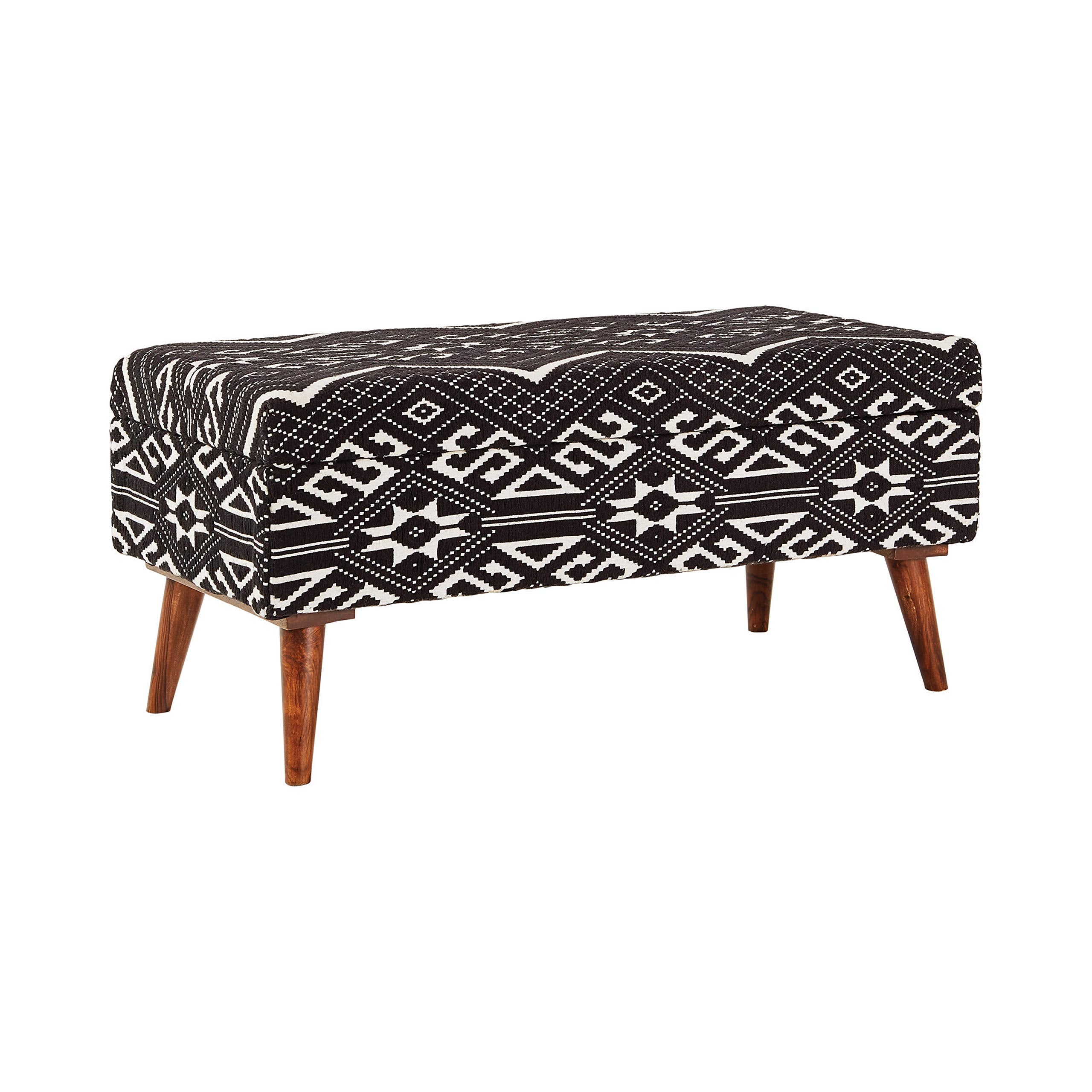 Coaster Furniture Upholstered Black and White Storage Bench 918490