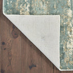 HomeRoots Viscose 3’ x 10’ Blue and Gray Abstract Splash Indoor Runner Rug