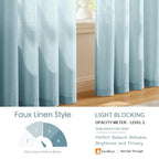 Melodieux Blue Semi Sheer Curtains 45 Inch Length For Bedroom Kitchen Small Windows, Linen Look Rod Pocket Privacy Sheer Drapes,