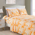 Elegant Comfort Aria Tie-Dye 4-Piece Sheet Set, 1500 Premium Hotel Quality Microfiber, Spiral Tie-Dye, Soft, Fade And Wrinkle Resistant, Fitted Sheet With Smart Pockets, 4Pc Tie-Dye Twin Xl, Orange