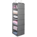 tulinstiraga Large Hanging Sweater Organizer for Closet,Collapsible 6Shelf Hanging Closet Shelves with Drawers, Washable (Grey