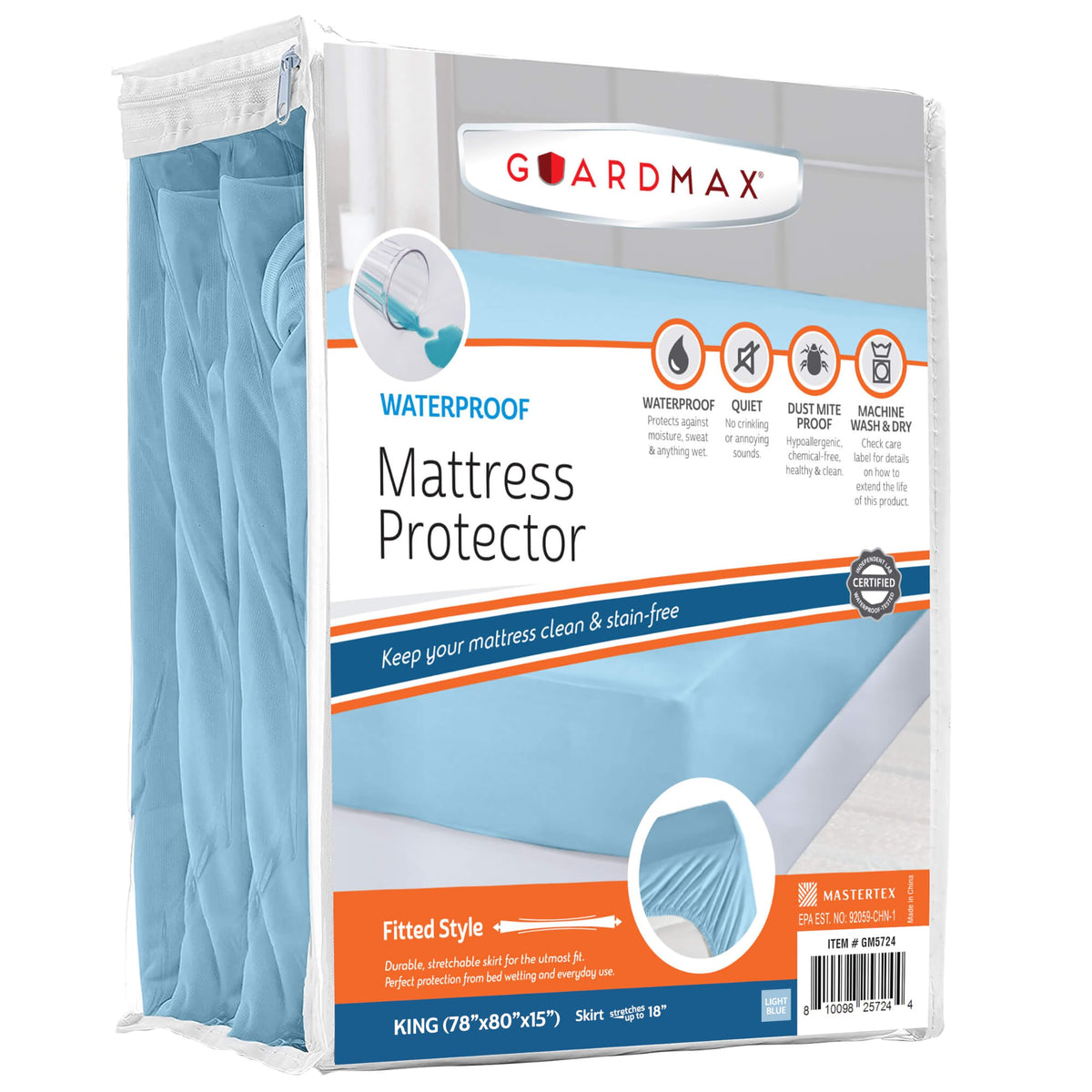 Guardmax King Size Waterproof Mattress Protector - Ultra Soft And Hypoallergenic Mattress Protector - Protects Mattress From Dir