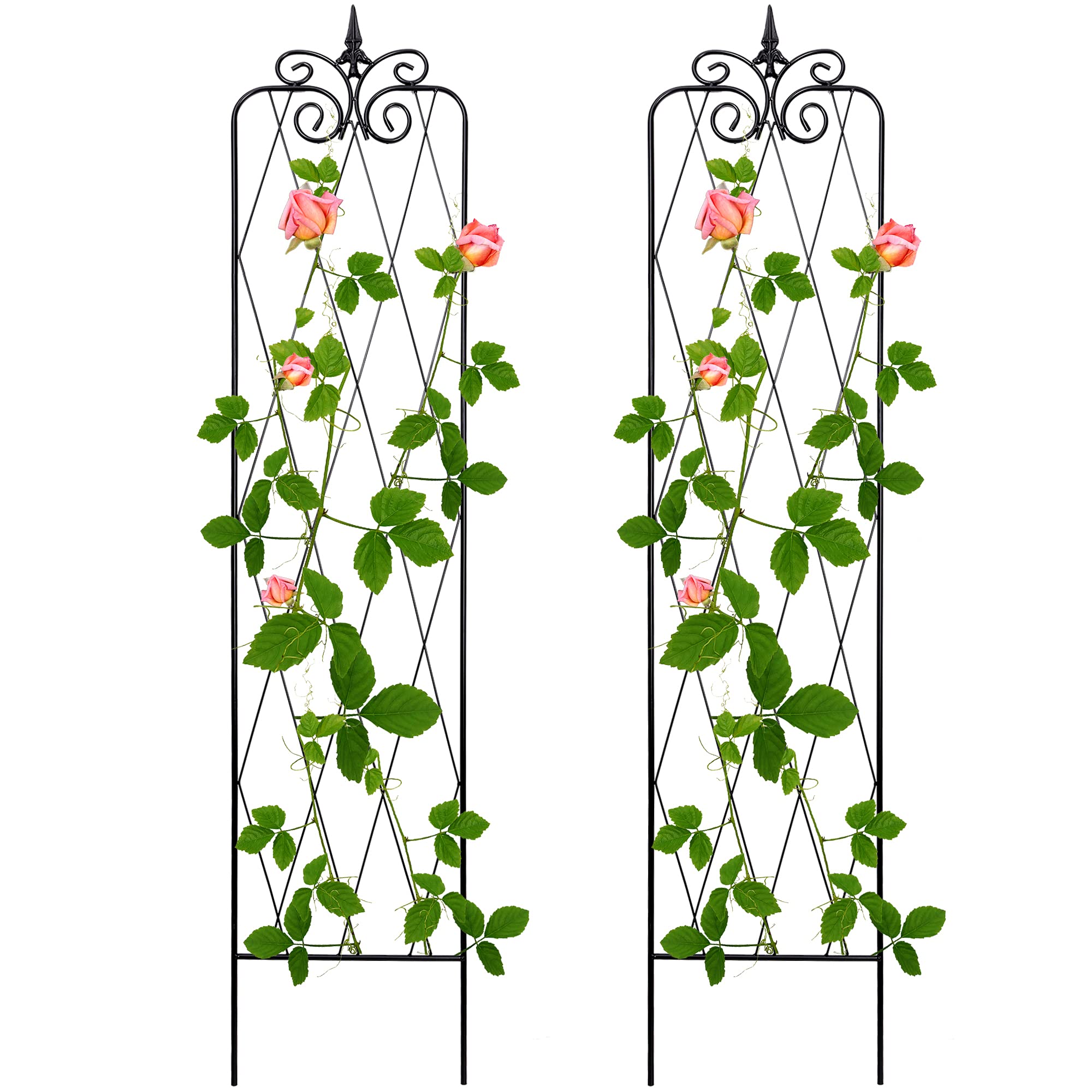 Scendor 2 Pack 71' H X15 W Trellis,Black Garden Trellis For Climbing Plants Outdoor Metal Frame Sturdy Trellis For Rose