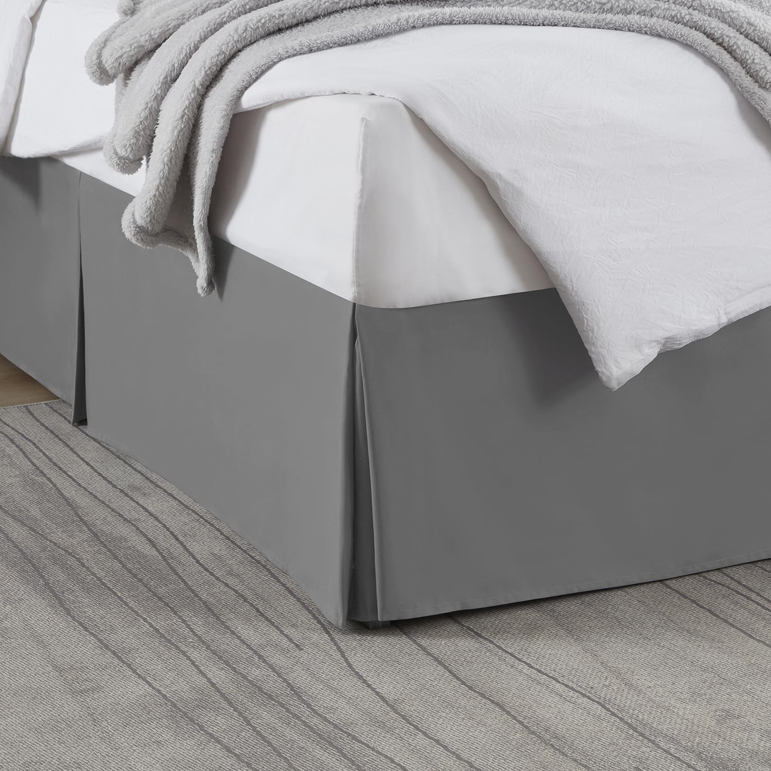Nestl Grey Blue Bed Skirt Cal King Size - Cal King Bed Skirt 14 Inch Drop - Brushed Microfiber Bed Skirts - Hotel Quality Pleated Bed Skirt - Shrinkage & Fade Resistant