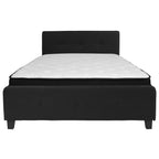 Flash Furniture Tribeca Queen Size Tufted Upholstered Platform Bed in Black Fabric with Memory Foam Mattress