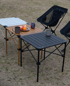 Iclimb Lightweight Stable Alu. Folding Square Table Roll Up Top With Carry Bag For Camping Picnic Backyards Bbq Camp Kitchen (Nature, M)