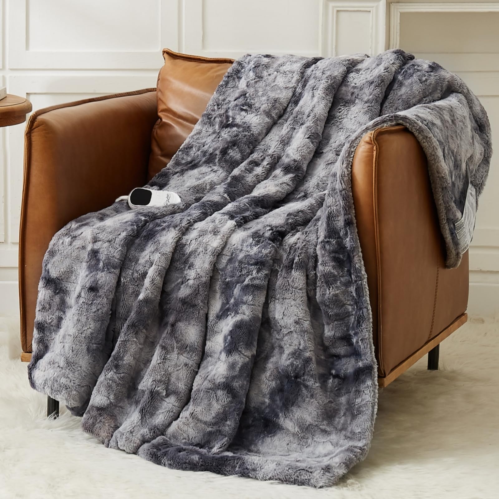 Homemate Heated Blanket Electric Twin - 62X84 Heating Blanket Twin 5 Gears Auto-Off 10 Heat Levels Heat Blanket Over-Heat Protec