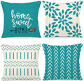 Ycoll Pillow Covers 18X18 Modern Sofa Throw Pillow Cover, Decorative Outdoor Linen Fabric Pillow Case For Couch Bed Car (Aqua Bl