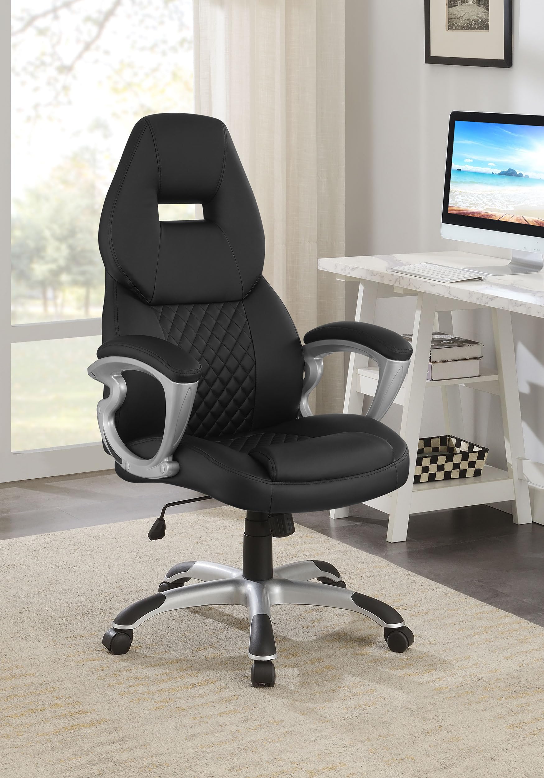 Coaster Home Furnishings Bruce Upholstered Adjustable Home Office Desk Chair Black