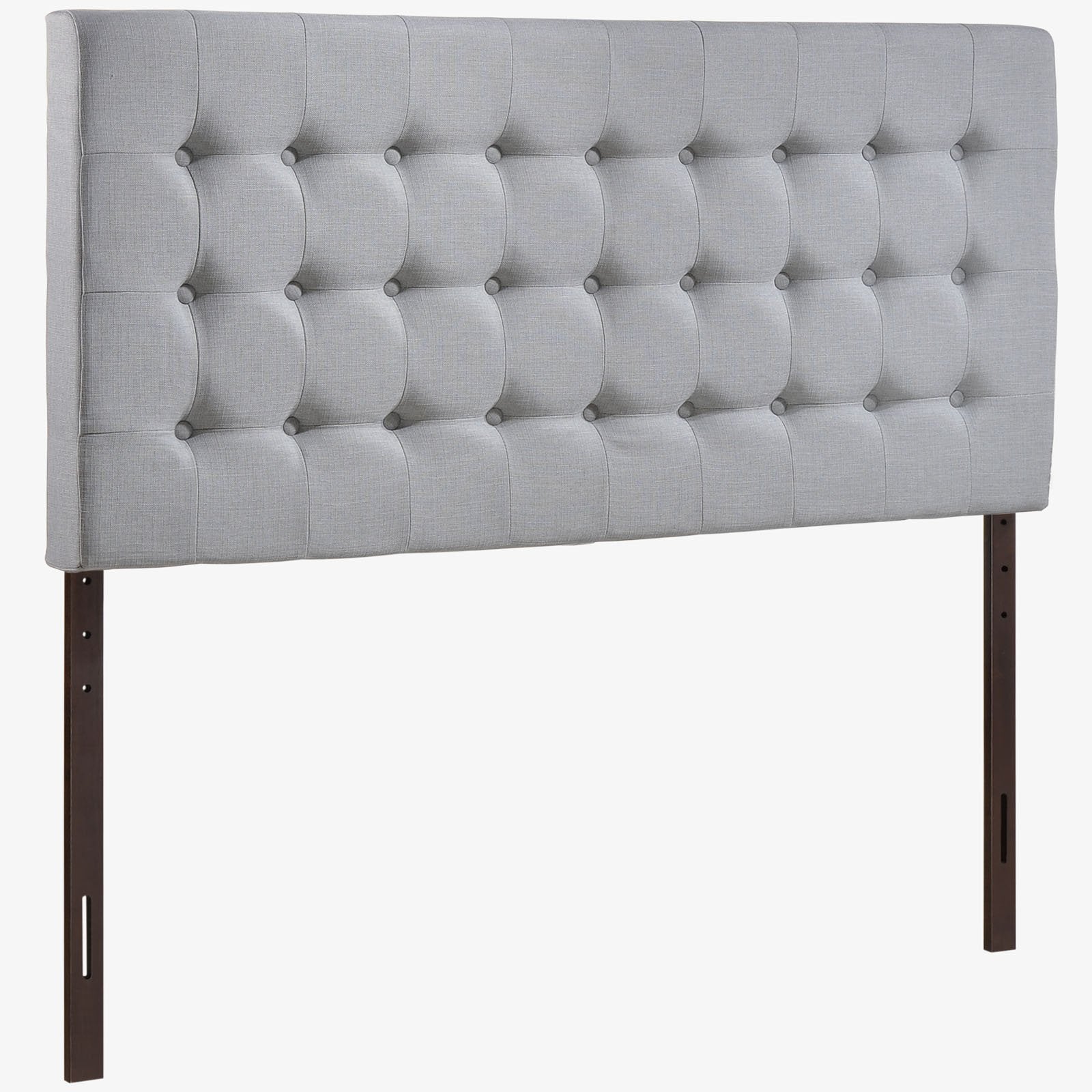 Modway Tinble Tufted Button Linen Fabric Upholstered Queen Headboard in Gray