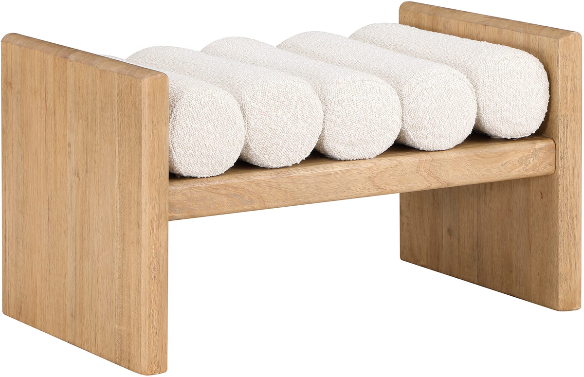 Meridian Furniture 177Cream Waverly Collection Modern | Contemporary Bench With Solid Wood Rich Natural Finish, Luxurious Cream