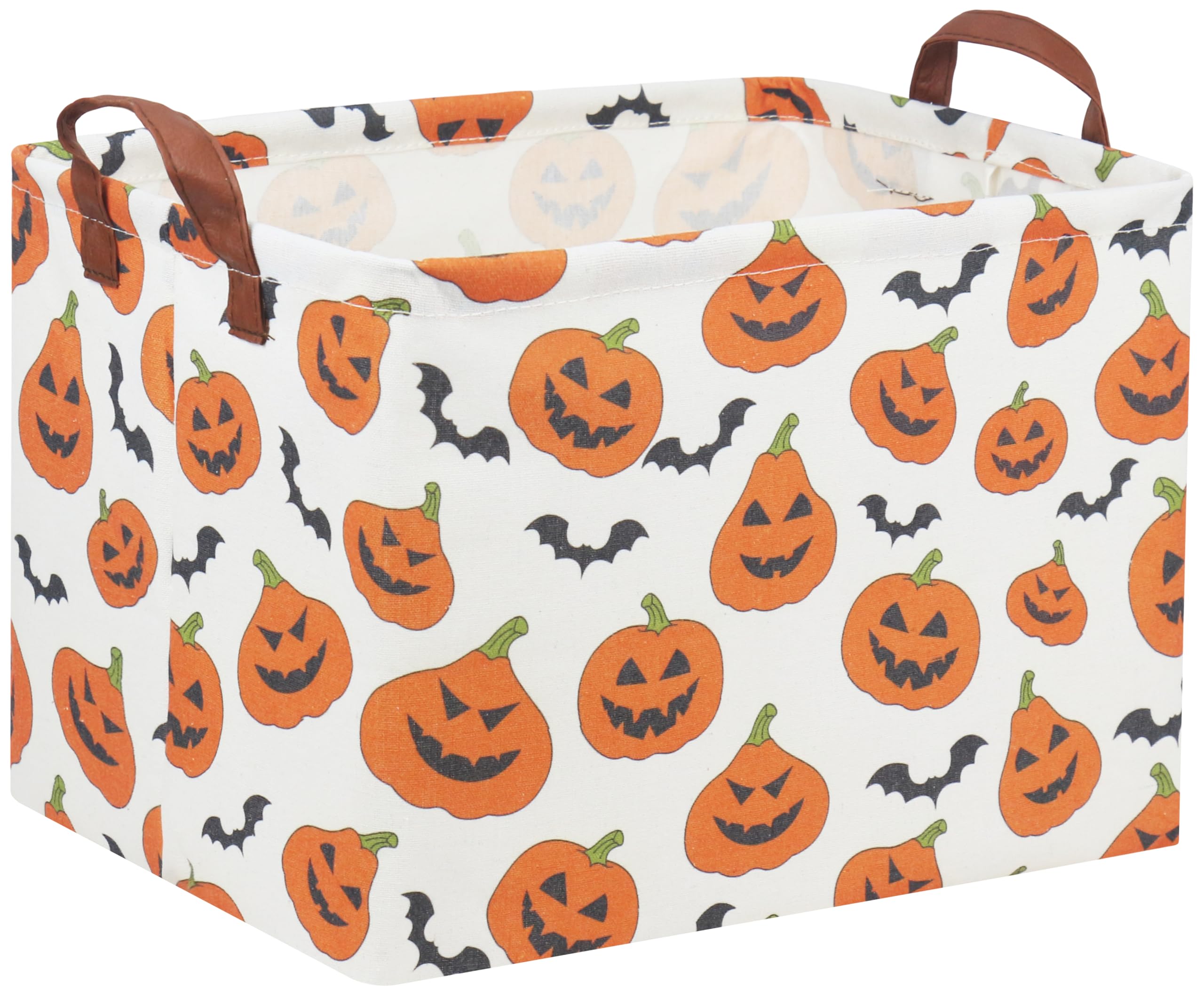 TIBAOLOVER Rectangular Halloween Basket for Kids Pumpkin Basket Toy Storage Bin Organizer Box Room Decor for Halloween Parties(H