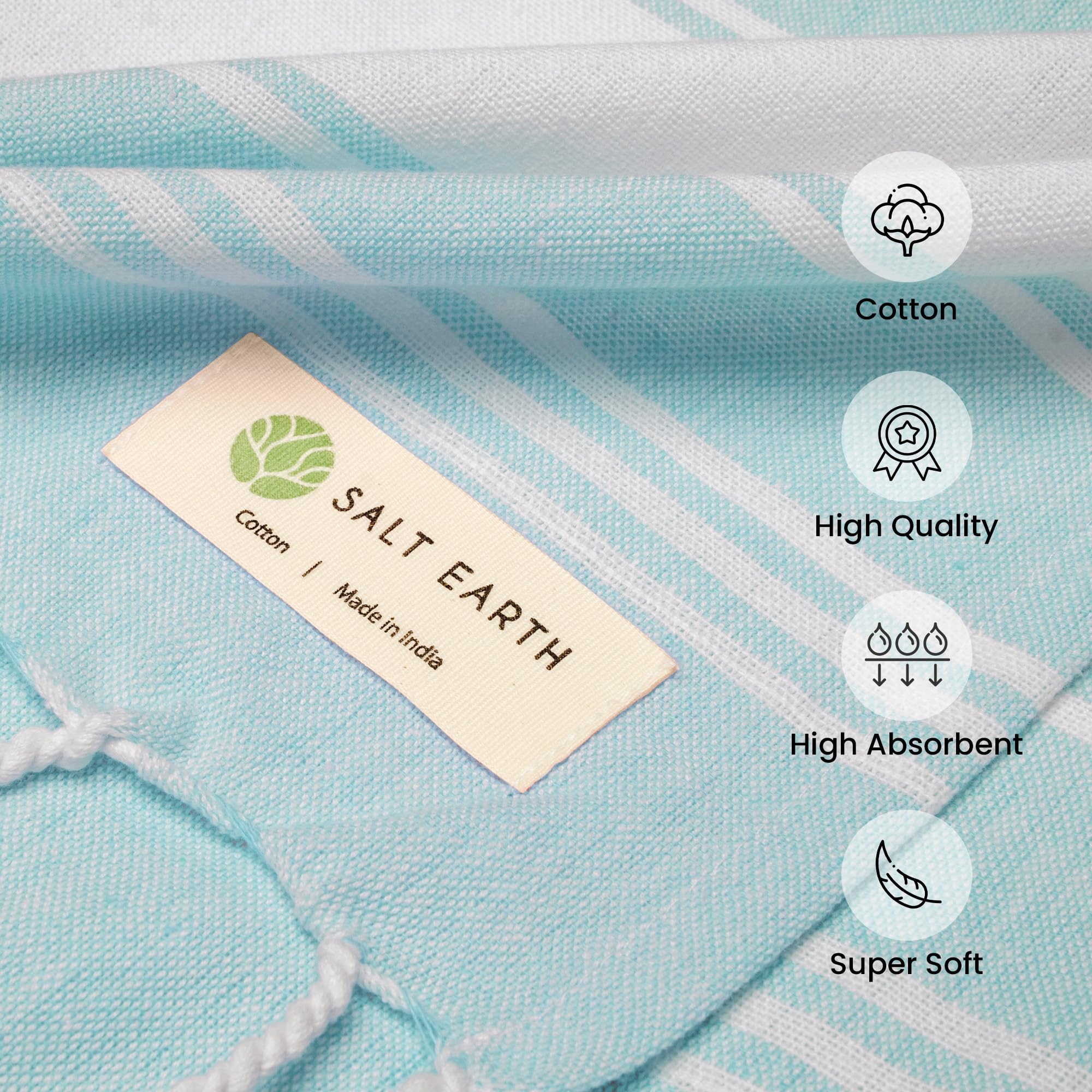 Salt Earth Cotton Turkish Beach Towel, Bath Towels Set Of 2 Large, Towels For Bathroom, Beach Essentials,Gym Towels, Quick Dry T