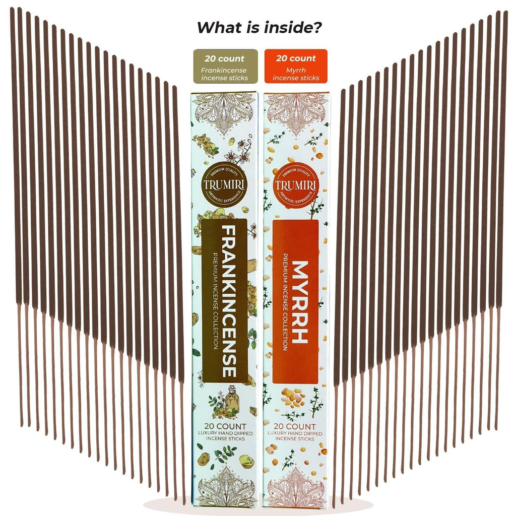 Trumiri Incense Sticks - Combo Pack Of 40 Insence-Sticks - 20 Frankincense And 20 Myrrh - Insense - Insents - Incents - Inscense