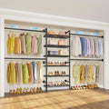 Timate S3X Expandable Wall Mounted Clothes Rack with 6 Adjustable Shelves & 4 Expandable Hanger Rods, Heavy Duty Industrial Pipe