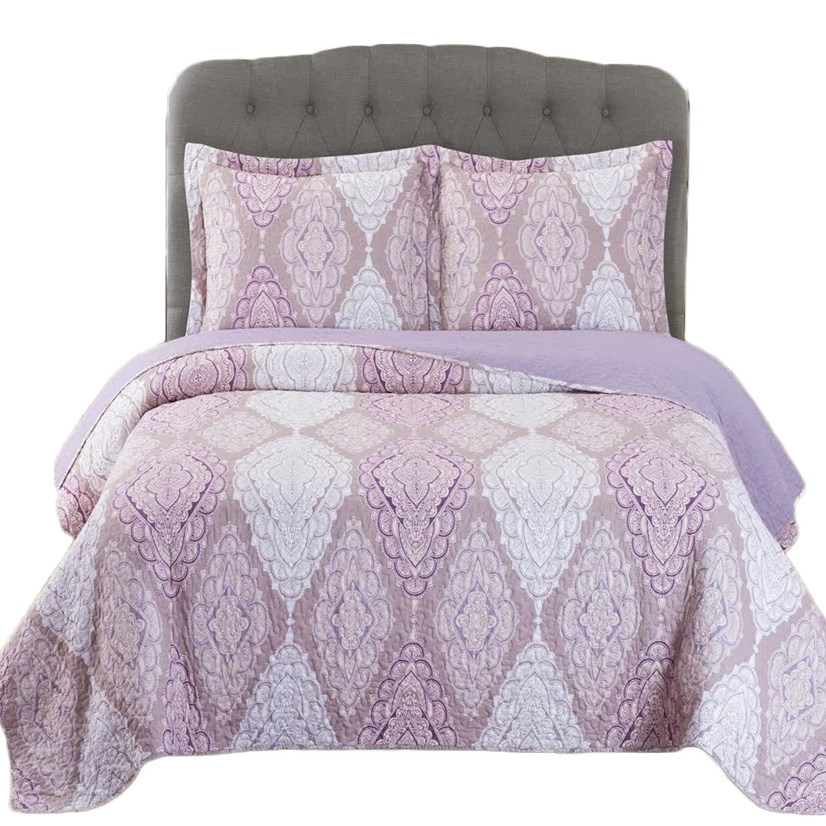 Royal Tradition Jewel Reversible Coverlets, Full Over-Sized 3Pc Quilt Set (92-Inch Wide X 96-Inch Long) Lightweight Bedspread