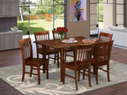 East West Furniture MLNO7-MAH-W 7 Piece Dining Table Set Consist of a Rectangle Wooden Table with Butterfly Leaf and 6 Dining Room Chairs, 36x54 Inch, Mahogany
