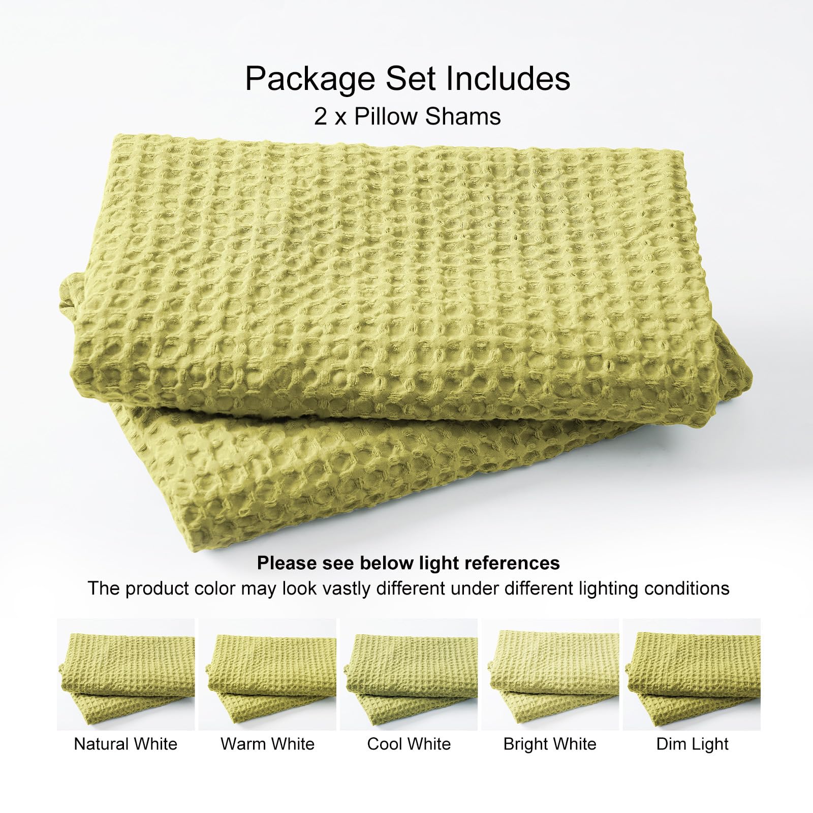 Phf Ultra Soft Waffle Weave Pillowcases King Size 20' X 36' 2 Pack, No Insert, Breathable Skin-Friendly Pillow Shams, Decorative Waffle Weave Pillow Case Covers, Olive Green