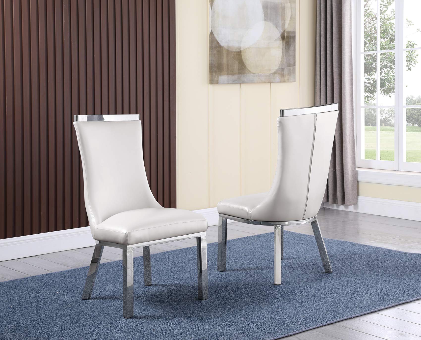 Best Quality Furniture Sc270-277 Chairs, White/Silver