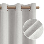 Homeideas 100% Blackout Curtains 42 X 63 Inches Length 2 Panels Ivory Linen Curtains Cream Room Darkening Curtains Thermal Insul