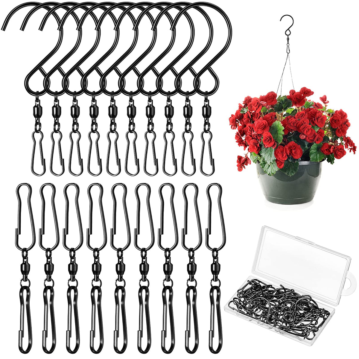 Jetec Wind Spinner Swivel Hooks 360 Degree Dual Spinning Windsock Chime Supplies Hanger Swivels Clip Hanging Hooks With Storage