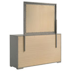 Coaster Home Furnishings Ives Contemporary 63-inch 6-Drawer Bedroom Dresser with Mirror Bedroom Clothing Storage Cabinet Wide Chest of Drawers Organizer Unit Grey High Gloss 224973M