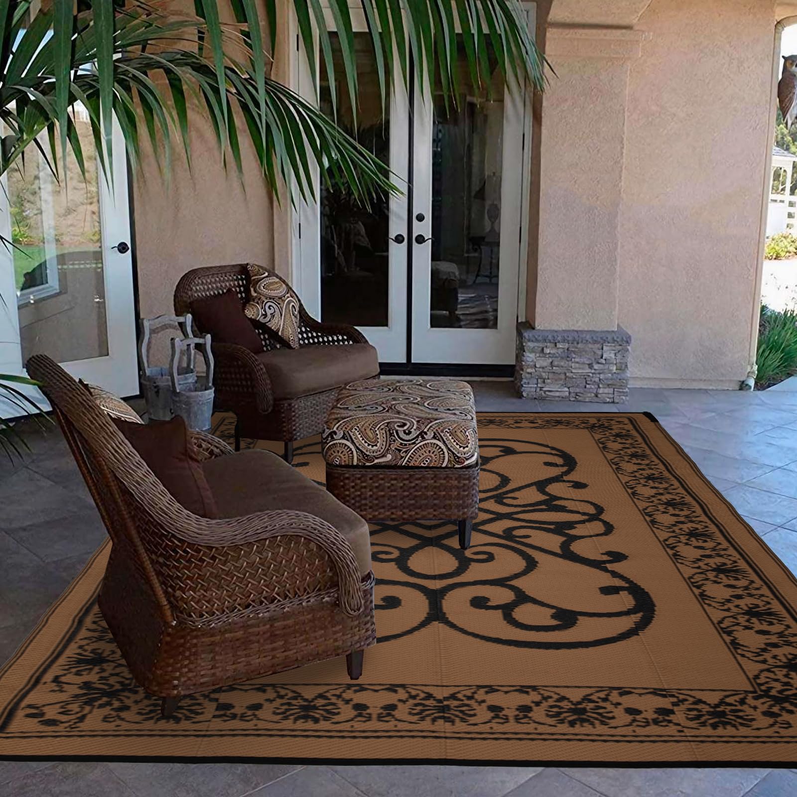Stricklandhome Outdoor Rug 6 X 9 Ft, Reversible Plastic Straw Rug For Patio, Waterproof Large Outdoor Carpet For Rv, Patio, Camp
