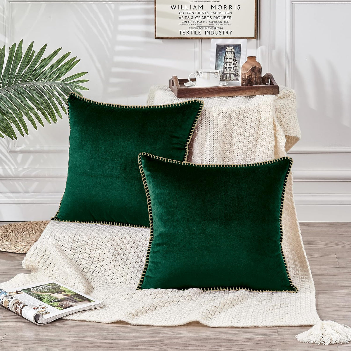 Khooti Velvet Cushion Cover Pack Of 224 X 24 / 61 X 61 Cm  Army Green Soft Pillow Covers Cushion Case For Sofa Bedroom Livi