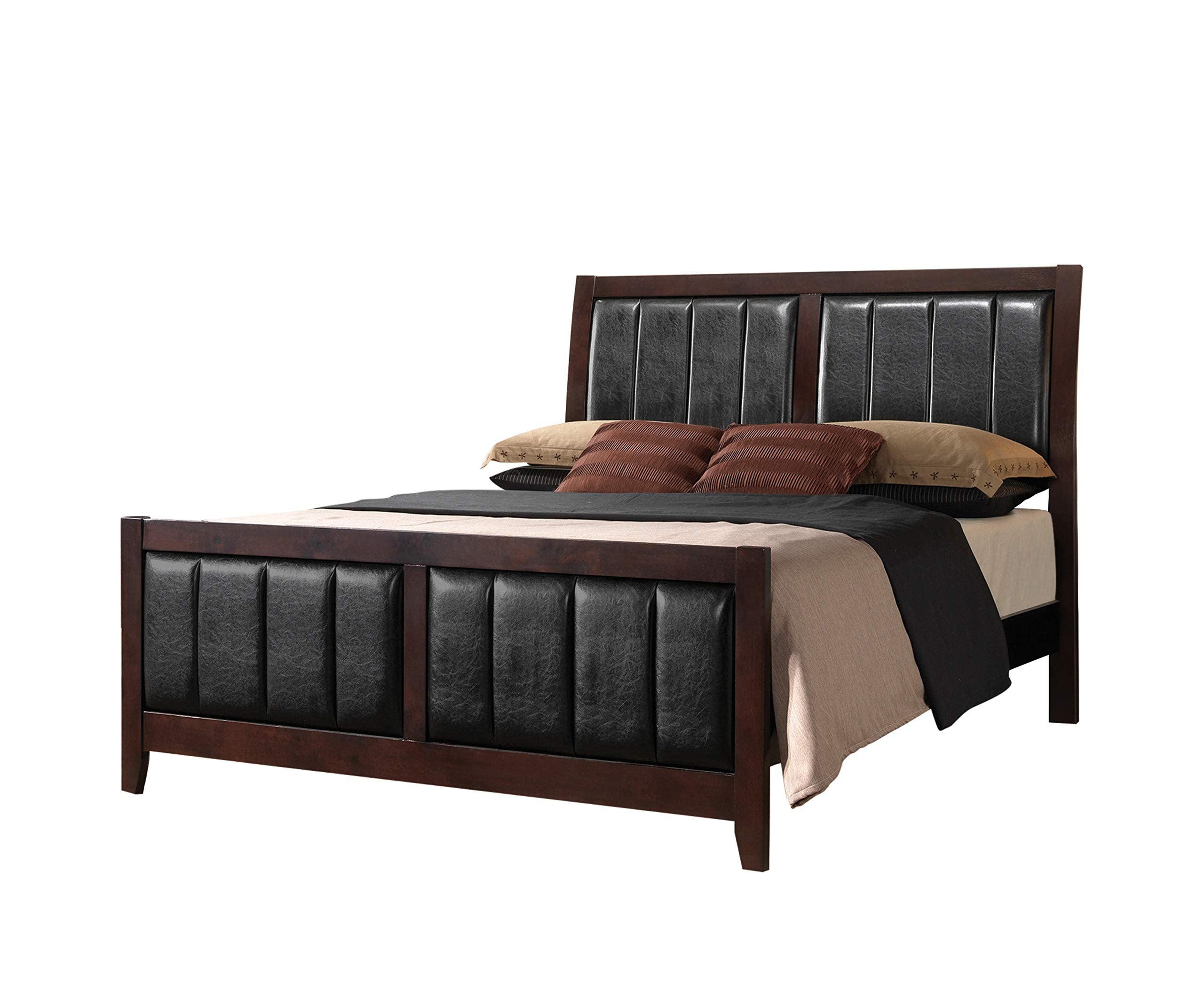 Coaster Home Furnishings Carlton Full Upholstered Panel Bed Cappuccino and Black