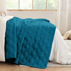 Litanika Oversized King Quilt Bedding Set,120X120Inch Super King Teal Blue Comforter Bedspreads Lightweight Bed Coverlets Boho B