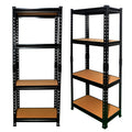 Chelcy Engineered Wood Adjustable 4Shelf Steel Storage Utility Rack Garage Shelves Display Rack (60 X 24 X 12, Black)